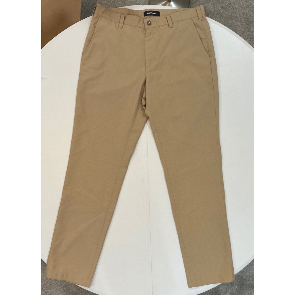 Bluffworks Chino Pants Mens 35x34 Khaki Tan Regular Fit Travel Technical